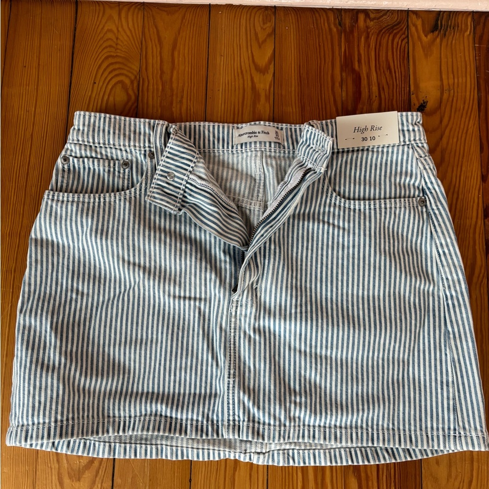 Abercrombie & Fitch Striped Denim Mini Skirt